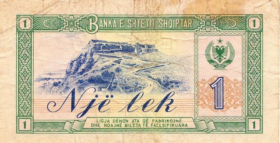 Photograph of reverse of 1960s Albanian Lek