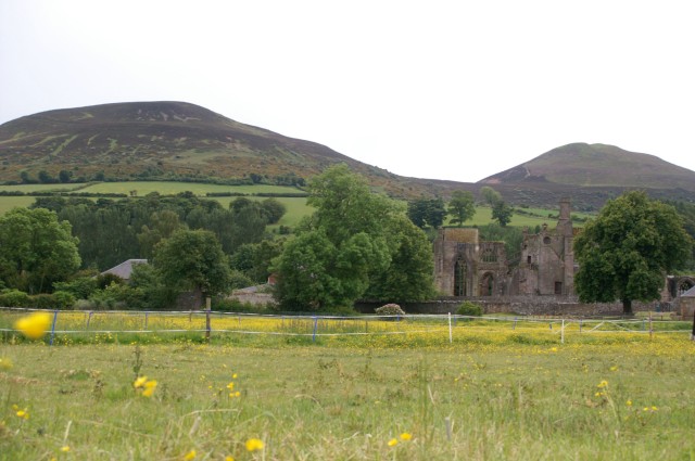 Melrose Abbey and the Eildon Hills